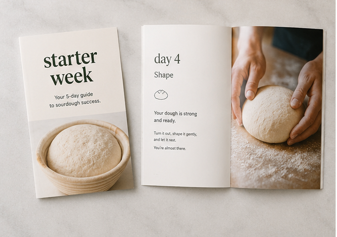 Starter Week booklet opened to day four shaping instructions